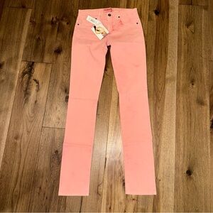 NWT NEW Fiorucci of Italy Straight MENS Jeans Pink Salmon Size 26 X 40
